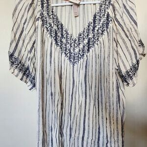 Knox Rose Navy and White Striped Blouse